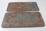 Set of Matching Vintage 1975 Saskatchewan Red Lettering White Vehicle License Plate Metal Tags 196 035