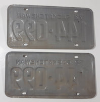 Set of Matching Vintage 1972 Saskatchewan Blue Lettering White Vehicle License Plate Metal Tags 144 099