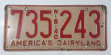 Vintage 1940 Wisconsin America's Dairyland Red Lettering White Vehicle License Plate Metal Tag 735 243