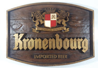 Vintage Kronenbourg Imported Beer Faux Carved Wood Style 16" x 22 3/4" Made in Belgium