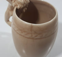 Antique Nude Women in Suggestive Poses Barrel Shape 4 1/2" Ceramic Pottery Mugs Set of 3