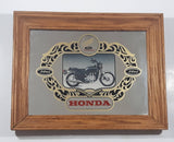 Vintage Stamford Art Honda 10" x 13" Wood Framed Glass Mirror Advertisement