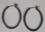 Oval Hoop Shaped Metal Hinged Back Earrings 7/8" x 1"