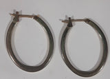 Oval Hoop Shaped Metal Hinged Back Earrings 7/8" x 1"