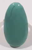 Turquoise Polished Stone Style Oval Shaped Gold Tone Metal Ring