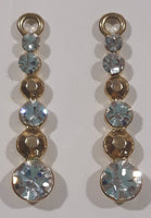 Sparkling Clear Rhinestone and Gold Tone Metal Earring Pendants Set of 2