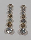 Sparkling Clear Rhinestone and Gold Tone Metal Earring Pendants Set of 2