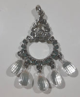 Chandelier Style Clear Sparkling Rhinestone with Dangling Plastic Drop Beads Metal Pendant