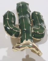 Green Cactus Shaped Enamel Metal Brooch Pin