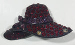 Ruby Red Rhinestone and Purple Rhinestone Butterfly Victorian Style Hat Metal Brooch Pin