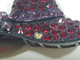 Ruby Red Rhinestone and Purple Rhinestone Butterfly Victorian Style Hat Metal Brooch Pin