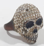 Clear Sparkling Rhinestone Skull Shaped Metal Ring