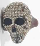 Clear Sparkling Rhinestone Skull Shaped Metal Ring