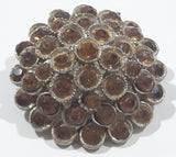 Vintage Circular Layered Brown Rhinestone Brooch Pin