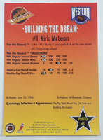 1995 NHL Enterprises Quintology Collection Building The Dream #1 NHL Kirk McLean Vancouver Canucks Jumbo 5" x 7" Photo Hockey Card