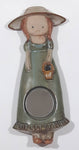 Girl Holding Basket Round Circular 1 7/8" Mirror 9 3/4" Tall Pottery Wall Figure Hanging