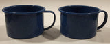 Dark Blue Enamel Metal Soup Bowl Cups with Handles