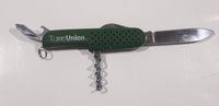 TransUnion Credit Green Folding Pocket Knife with Scissors Multi Tool One Blade Stuck