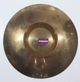 Vintage Solid Brass Hand Painted Golden Leaf Leaves 6" Diameter Pedestal Style Plate Bowl Serving Dish