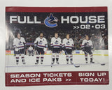 2002-03 NHL Vancouver Canucks Full House Season Tickets And Ice Paks Paper Advertising Form