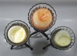 Metal and Glass Candle Holder Stands with Colored Candles 10" to 14" Set of 3