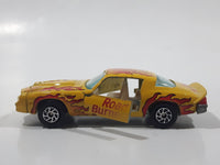 Vintage Yatming Chevy Camaro Z28 Road Burner Yellow with Red Flames No. 1077 Die Cast Toy Muscle Car Vehicle with Opening Doors