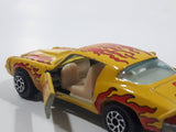 Vintage Yatming Chevy Camaro Z28 Road Burner Yellow with Red Flames No. 1077 Die Cast Toy Muscle Car Vehicle with Opening Doors