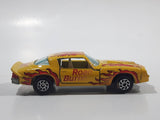 Vintage Yatming Chevy Camaro Z28 Road Burner Yellow with Red Flames No. 1077 Die Cast Toy Muscle Car Vehicle with Opening Doors