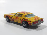 Vintage Yatming Chevy Camaro Z28 Road Burner Yellow with Red Flames No. 1077 Die Cast Toy Muscle Car Vehicle with Opening Doors