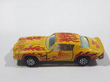 Vintage Yatming Chevy Camaro Z28 Road Burner Yellow with Red Flames No. 1077 Die Cast Toy Muscle Car Vehicle with Opening Doors