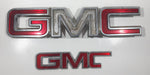 2007-2014 GMC Yukon Sierra Acadia Front Grill Emblem Nameplate Logo 13" Long Chrome and Red with 7 1/2" GMC Logo 20870284 Both For Parts Red Letters
