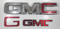 2007-2014 GMC Yukon Sierra Acadia Front Grill Emblem Nameplate Logo 13" Long Chrome and Red with 7 1/2" GMC Logo 20870284 Both For Parts Red Letters