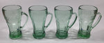 Coca Cola Coke 6 1/4" Tall Big Thick Heavy Glass Cups with Handles Set of 4