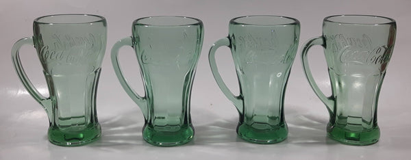 Vintage Libbey Coca Cola Coke Glass Mug With Handle Thick Green Heavy Glass  