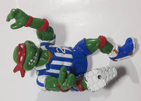 1991 Playmates Mirage Studios TMNT Teenage Mutant Ninja Turtles Raphael Kicking Soccer 3 3/4" Tall Plastic Toy Action Figure