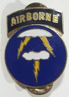 Vintage c. 1942 US Military 21st Division Airborne 'Ghost Army' Special Forces Strike Forces Three Lightning Bolts Blue Enamel Metal Lapel Pin Back Insignia Badge
