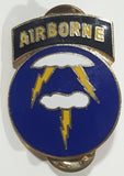 Vintage c. 1942 US Military 21st Division Airborne 'Ghost Army' Special Forces Strike Forces Three Lightning Bolts Blue Enamel Metal Lapel Pin Back Insignia Badge