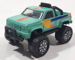 Vintage 1987 Remco 4x4 Pickup Truck Autolite Light Teal Green Pressed Steel and Plastic Toy Car Vehicle
