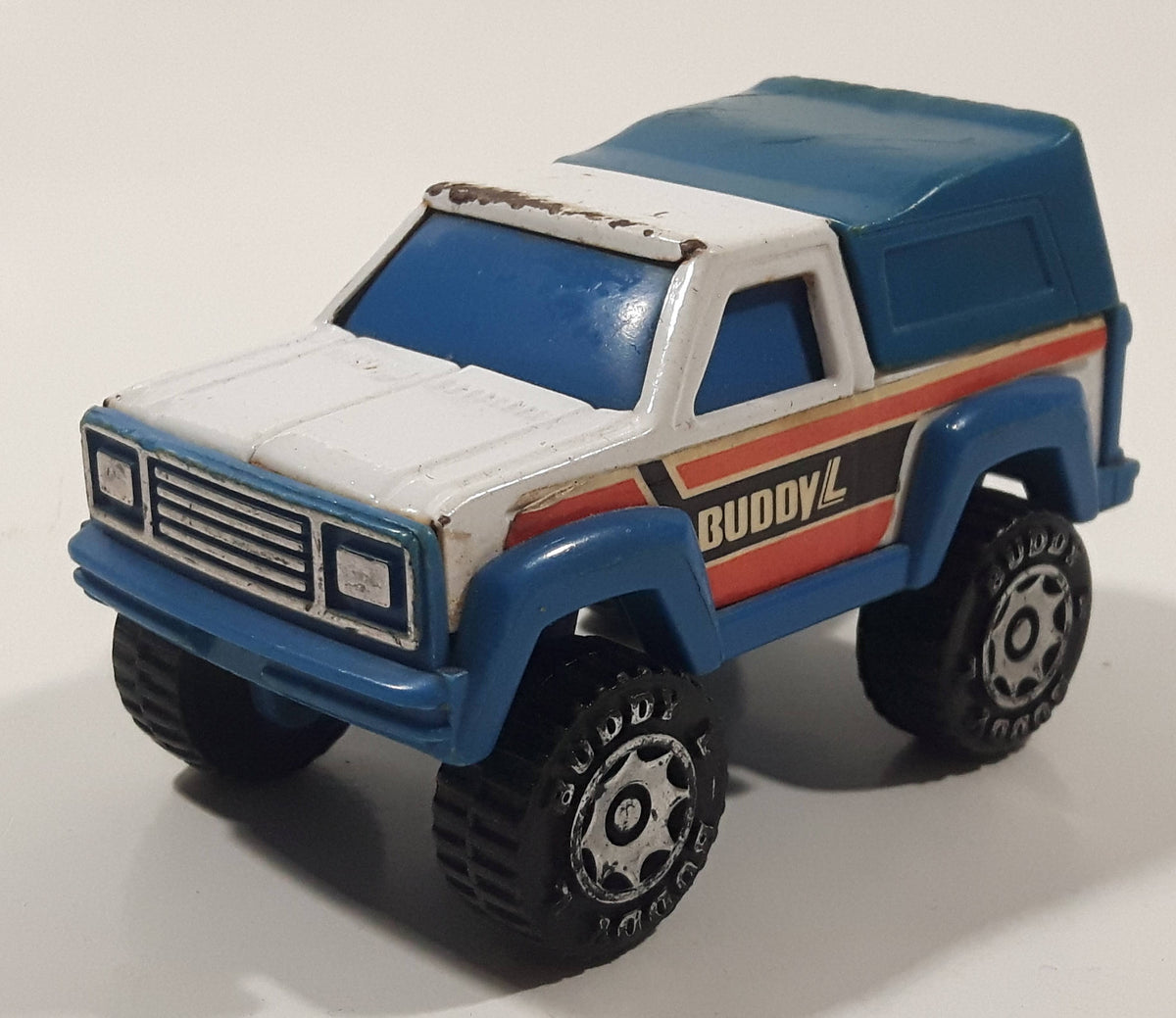 Vintage 1984 Buddy L Pickup Truck with Cap Blue and White Pressed Stee ...