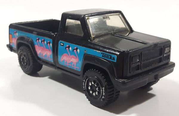 Rare Vintage 1980s Tonka Pickup Truck Flamingo Black Pressed Steel and Plastic Toy Car Vehicle Made in Mexico