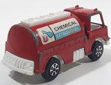 Vintage 1970 Tootsie Toy Chemical Extinguisher Tank Tanker Truck Red and White Pressed Steel and Plastic Toy Car Vehicle