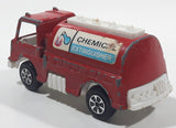 Vintage 1970 Tootsie Toy Chemical Extinguisher Tank Tanker Truck Red and White Pressed Steel and Plastic Toy Car Vehicle