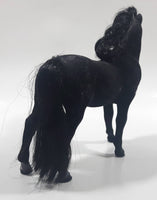 Felt Covered 6 3/4" Long Black Horse Figure