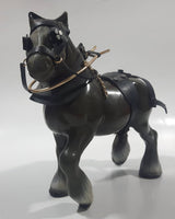 Vintage Dark Brown Molded Plastic 8" Long Clydesdale Horse Figurine with Harness