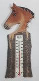 Bios Weather Carved Wood Horse Themed Thermometer Temperature Gauge 9" Tall