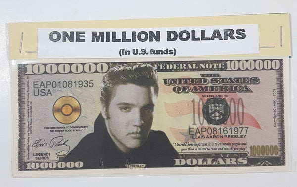 Elvis 1,000,000 United States of America Novelty Paper Cash Money Note Token