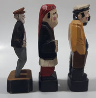 Hand Carved Hand Painted Wood Sailor Men 4 3/4" to 5" Tall Figures Set of 3