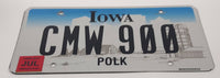 2018 Iowa Polk County Metal License Plate Tag CMW 900