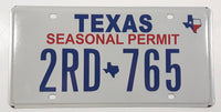 Texas Seasonal Permit Blue Letters White Metal License Plate Tag 2RD 765