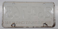 Vintage 1966 Saskatchewan Green Letters White Metal License Plate Tag 264 763